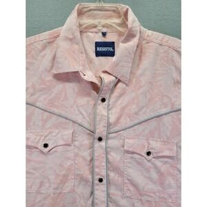 Resistol Rodeo Gear Black Snap Shirt Men Big 3XL Pink Floral Long Sleeve Western